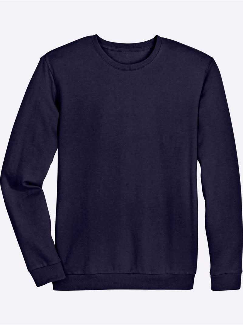 Sweat-shirt manches et ourlet à bords-côtes extensibles - taille standard - moda vilona Bleu marine - Kiabi