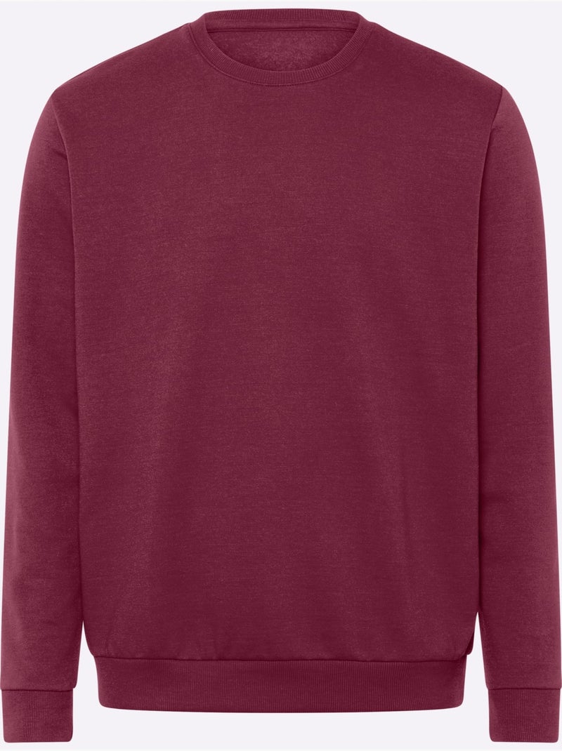 Sweat-shirt manches et ourlet à bords-côtes extensibles - taille standard - moda vilona Bordeaux - Kiabi