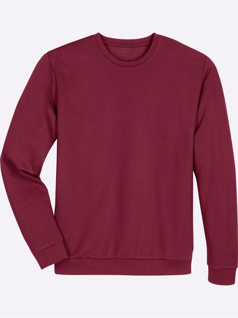 Sweat-shirt manches et ourlet à bords-côtes extensibles - taille standard - moda vilona Bordeaux - Kiabi