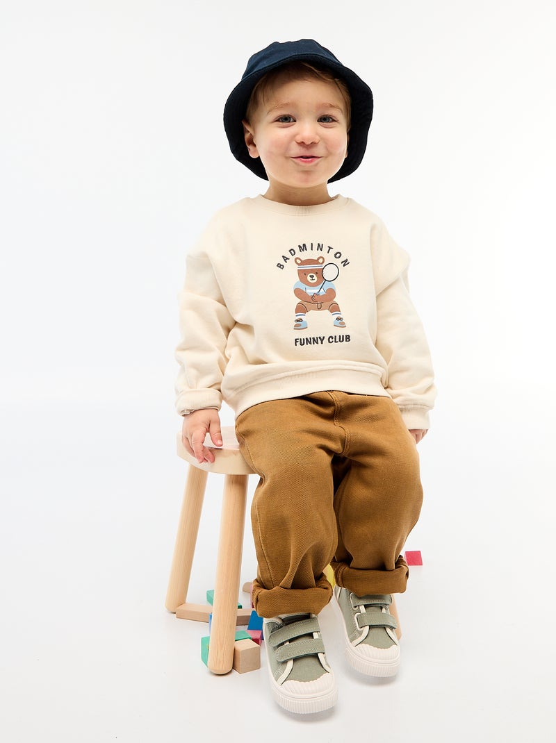 Sweat-shirt manches longues Beige - Kiabi