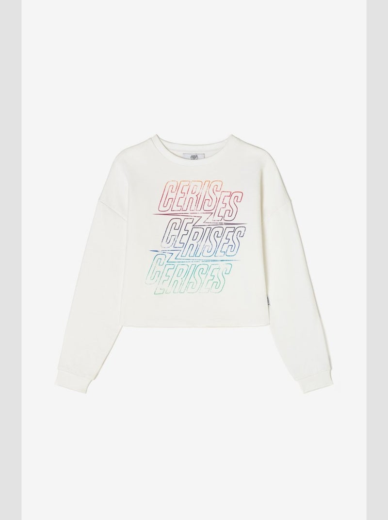 Sweat-Shirt MIKKIGI 'Le Temps Des Cerises' Blanc - Kiabi