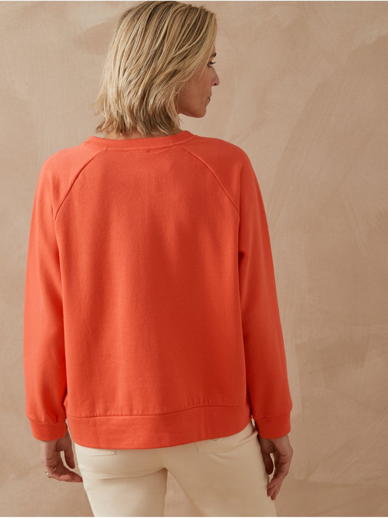 Sweat-shirt molleton avec broderie - DAXON Orange - Kiabi