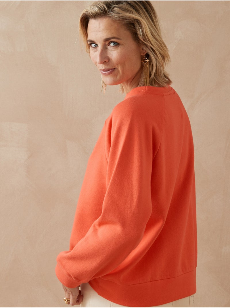 Sweat-shirt molleton avec broderie - DAXON Orange - Kiabi