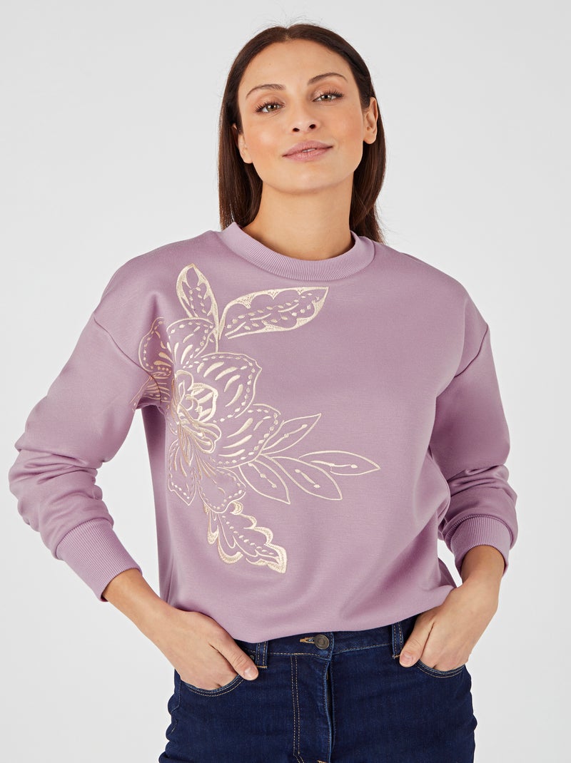 Sweat-shirt molleton brodé - Happy D. by Damart Rose - Kiabi