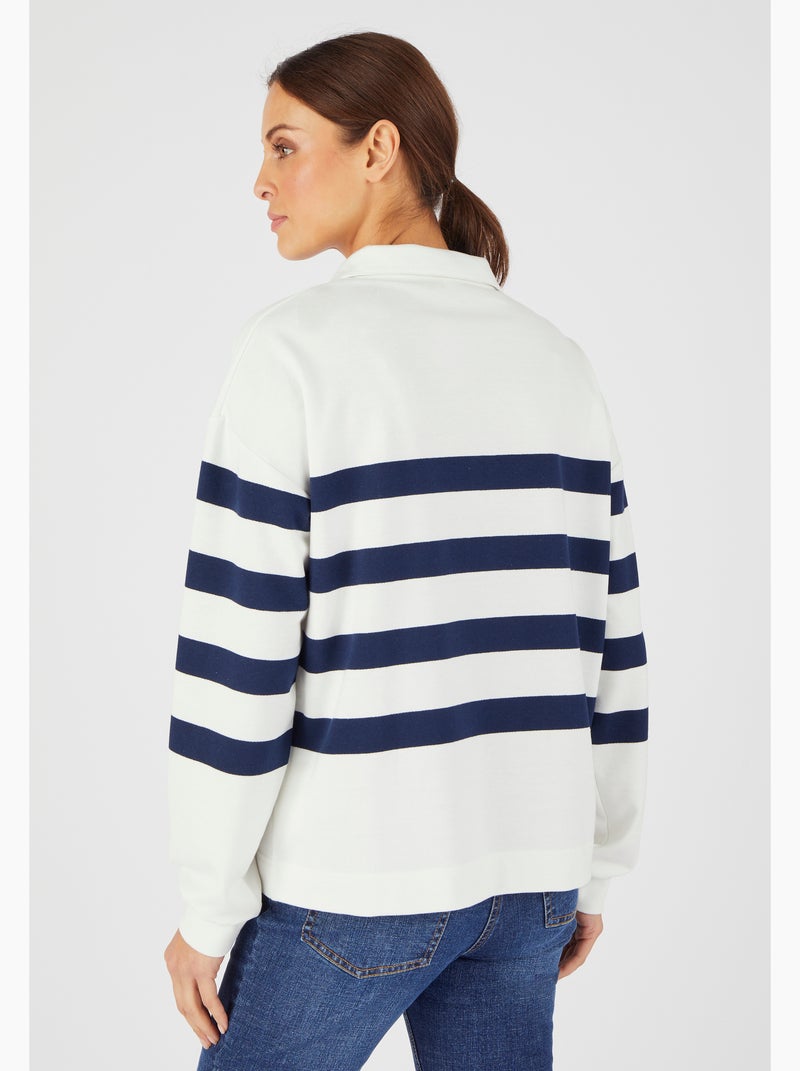 Sweat-shirt molleton rayé - Happy D. by Damart Bleu marine - Kiabi