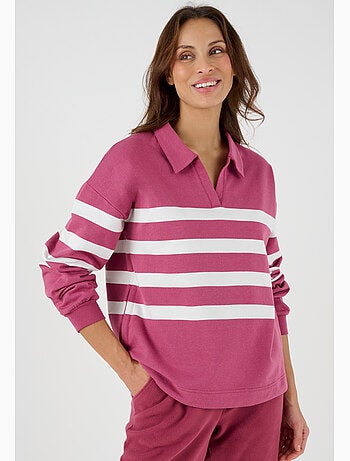 Sweat-shirt molleton rayé - Happy D. by Damart