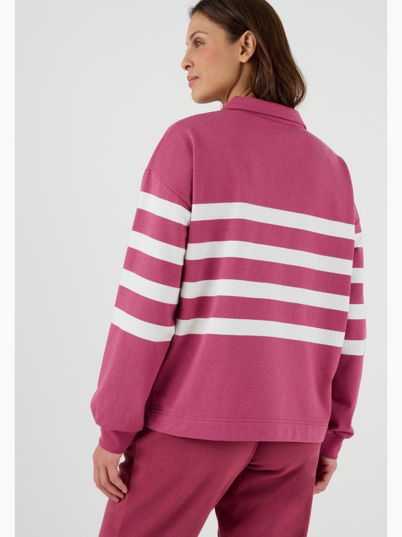 Sweat-shirt molleton rayé - Happy D. by Damart Framboise - Kiabi
