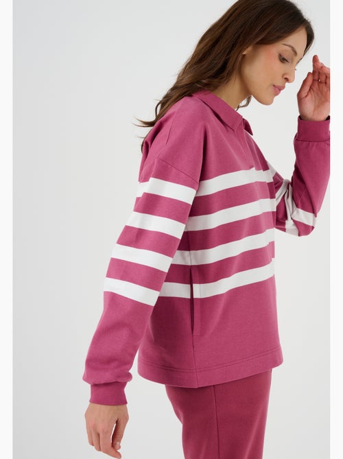 Sweat-shirt molleton rayé - Happy D. by Damart - Kiabi