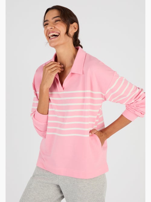 Sweat-shirt molleton rayé - Happy D. by Damart - Kiabi