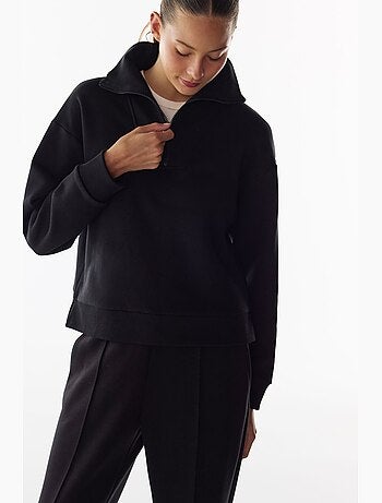 Sweat-shirt molletonné à demi-zip penti