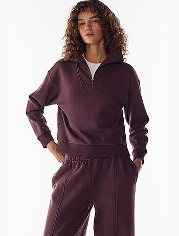 Sweat-shirt molletonné à demi-zip penti