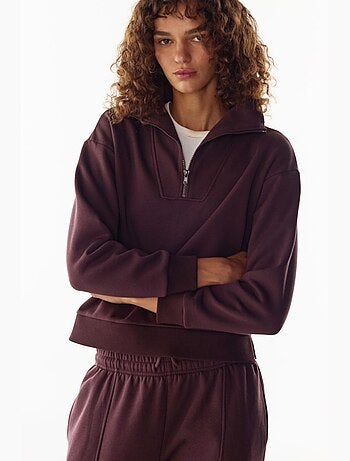 Sweat-shirt molletonné à demi-zip penti