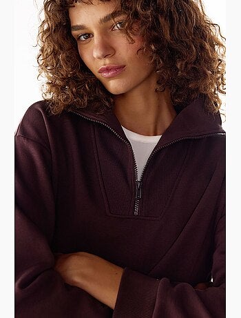 Sweat-shirt molletonné à demi-zip penti