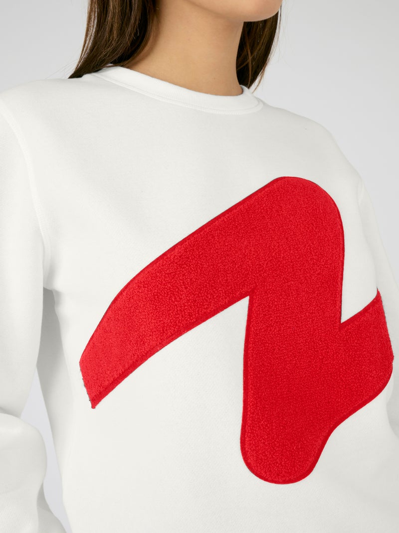 Sweat-shirt molletonné à motif placé Thermolactyl - Damart Blanc cassé - Kiabi