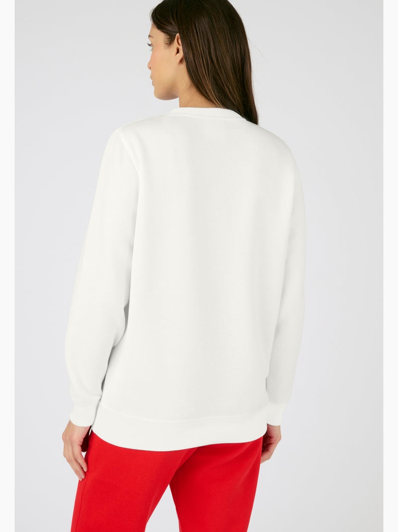 Sweat-shirt molletonné à motif placé Thermolactyl - Damart Blanc - Kiabi