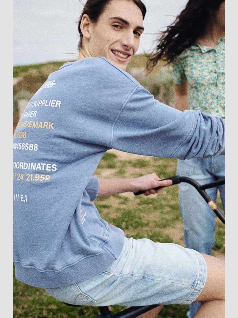 Sweat-Shirt NAYBO 'Le Temps Des Cerises' Bleu - Kiabi
