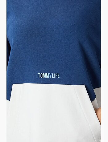 Sweat-shirt oversize à blocs de couleur et col rond tommy