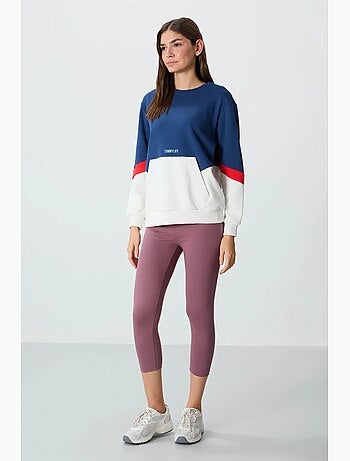 Sweat-shirt oversize à blocs de couleur et col rond tommy