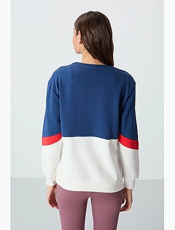 Sweat-shirt oversize à blocs de couleur et col rond tommy
