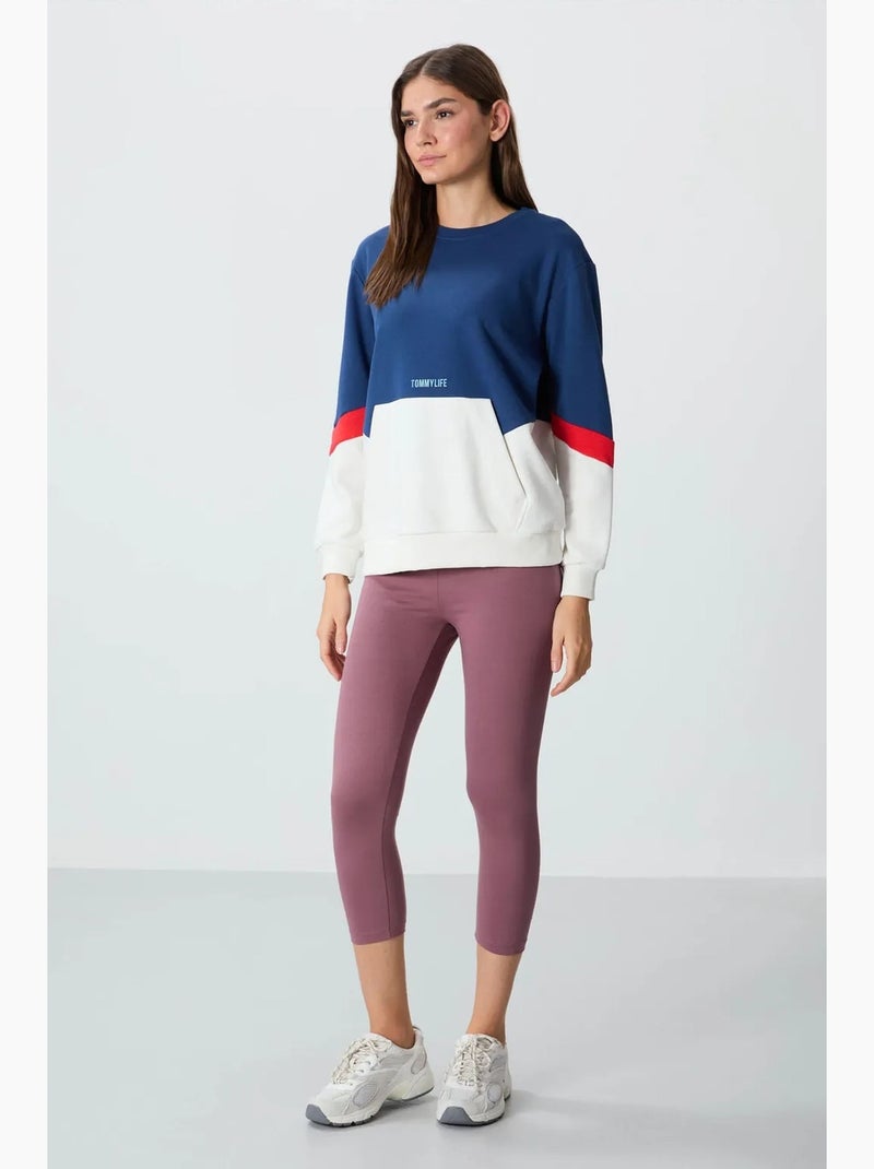 Sweat-shirt oversize à blocs de couleur et col rond tommy Bleu marine - Kiabi