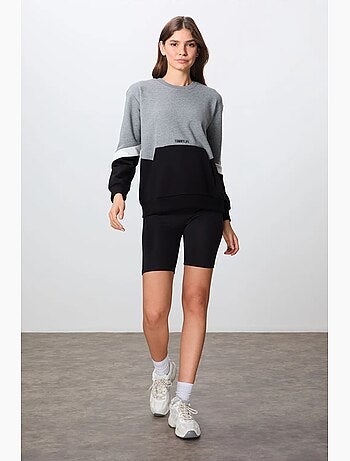 Sweat-shirt oversize à blocs de couleur et col rond tommy