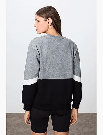 Sweat-shirt oversize à blocs de couleur et col rond tommy