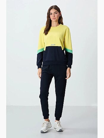 Sweat-shirt oversize à blocs de couleur et col rond tommy