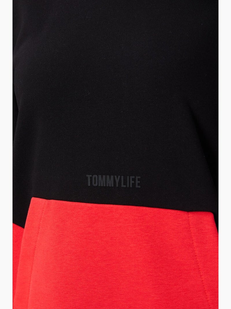 Sweat-shirt oversize à blocs de couleur et col rond tommy Noir Rouge Blanc - Kiabi