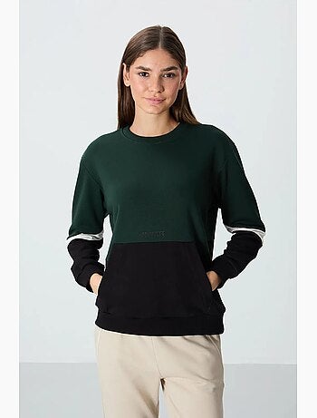 Sweat-shirt oversize à blocs de couleur et col rond tommy