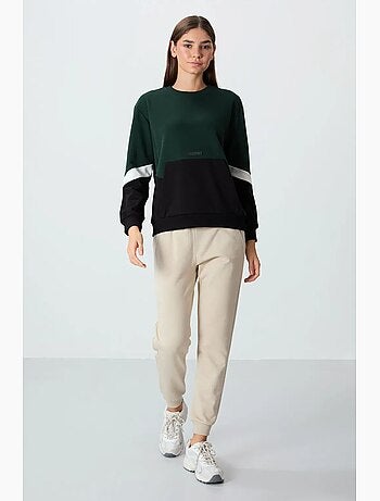 Sweat-shirt oversize à blocs de couleur et col rond tommy