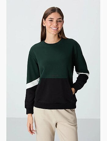 Sweat-shirt oversize à blocs de couleur et col rond tommy