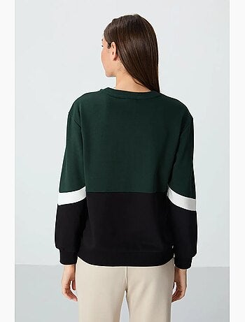 Sweat-shirt oversize à blocs de couleur et col rond tommy