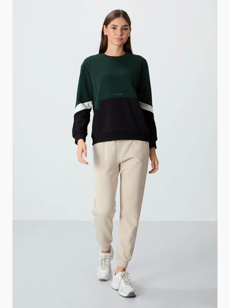 Sweat-shirt oversize à blocs de couleur et col rond tommy Vert forêt - Kiabi