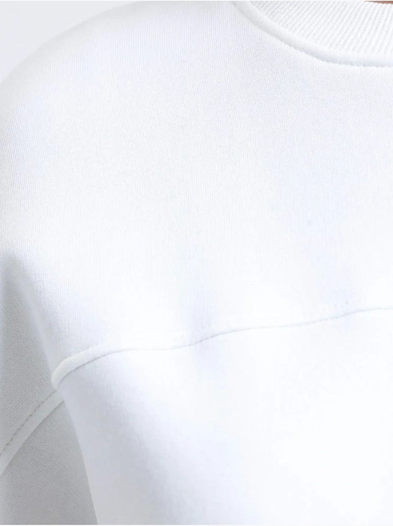 Sweat-shirt oversize à col ras du cou et fentes latérales Blanc - Kiabi