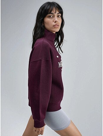 Sweat-shirt oversize à imprimé texte et col zippé busem