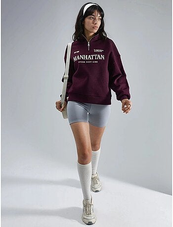 Sweat-shirt oversize à imprimé texte et col zippé busem
