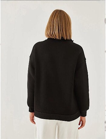 Sweat-shirt oversize brossé à col montant et fermeture éclair lucci