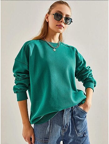 Sweat-shirt oversize brossé à trois fils bianco lucci