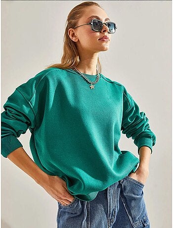 Sweat-shirt oversize brossé à trois fils bianco lucci
