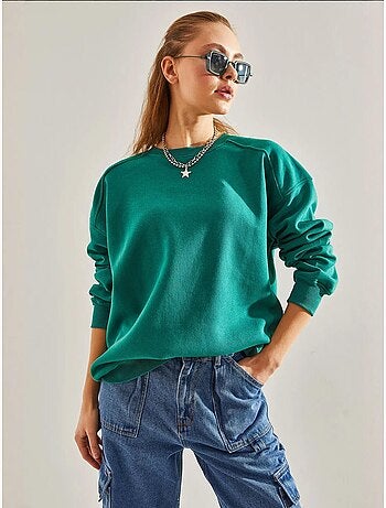 Sweat-shirt oversize brossé à trois fils bianco lucci
