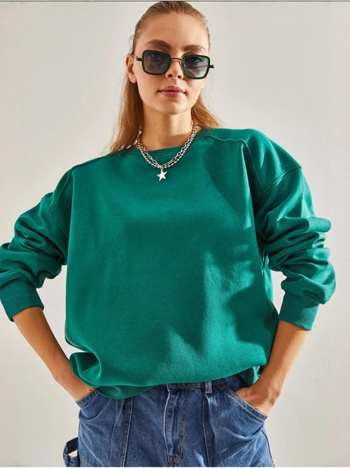 Sweat-shirt oversize brossé à trois fils bianco lucci - Kiabi Sweat-shirt oversize brossé à trois fils bianco lucci - Kiabi