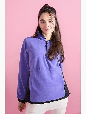 Sweat-shirt oversize en maille peluche, demi-zip tommy