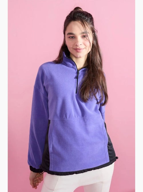 Sweat-shirt oversize en maille peluche, demi-zip tommy - Kiabi