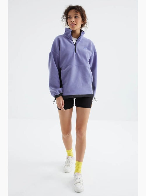 Sweat-shirt oversize en maille peluche, demi-zip tommy - Kiabi