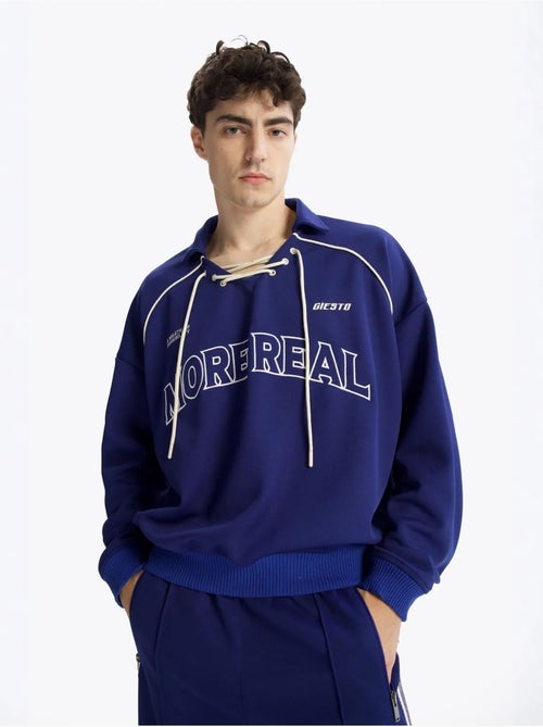 Sweat-shirt oversize giesto à col rond et détail cravate - Kiabi Sweat-shirt oversize giesto à col rond et détail cravate - Kiabi