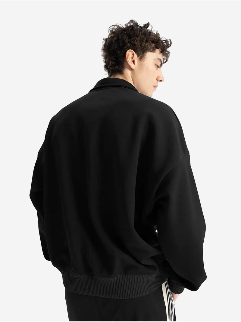 Sweat-shirt oversize giesto à col rond et détail cravate Noir - Kiabi