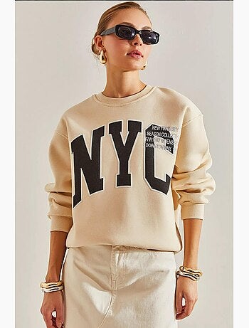 Sweat-shirt oversize imprimé brossé trois plis lucci