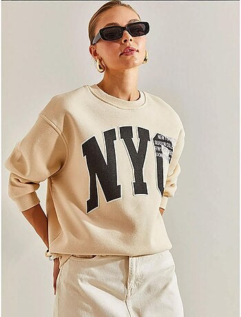 Sweat-shirt oversize imprimé brossé trois plis lucci
