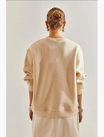 Sweat-shirt oversize imprimé brossé trois plis lucci