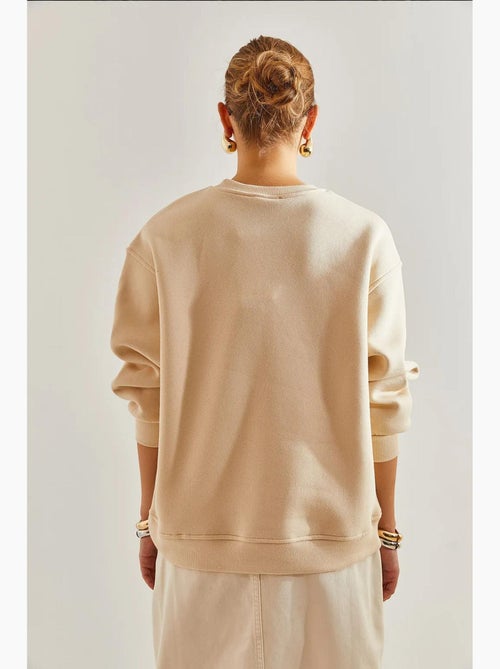 Sweat-shirt oversize imprimé brossé trois plis lucci - Kiabi
